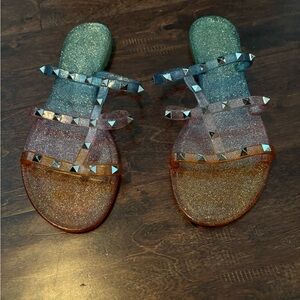 Multi colored jelly sandals